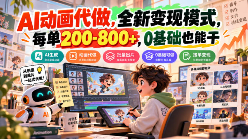 AI动画代做,全新变现模式,每单200-800+,0基础也能干【揭秘】-离锋创库
