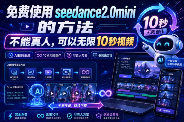 免费使用seedance2.0mini的方法，不能真人，可以无限10秒视频，9图+3音频参考-离锋创库