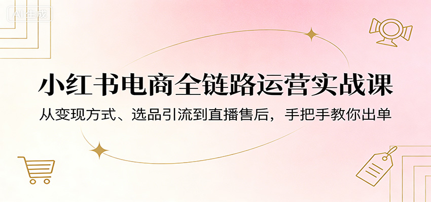 小红书电商全链路运营实战课：从变现方式、选品引流到直播售后，手把手教你出单-离锋创库