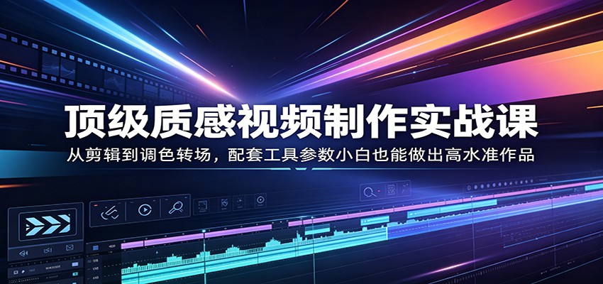 顶级质感视频制作实战课：从剪辑到调色转场，配套工具参数小白也能做出高水准作品-离锋创库