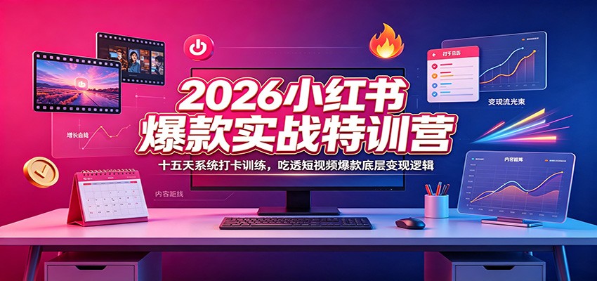 2026小红书爆款实战特训营：十五天系统打卡训练，吃透短视频爆款底层变现逻辑-离锋创库