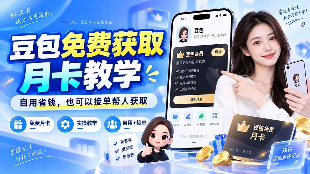 （20358期）豆包免费获取月卡教学，自用省钱，也可以接单帮人获取-离锋创库