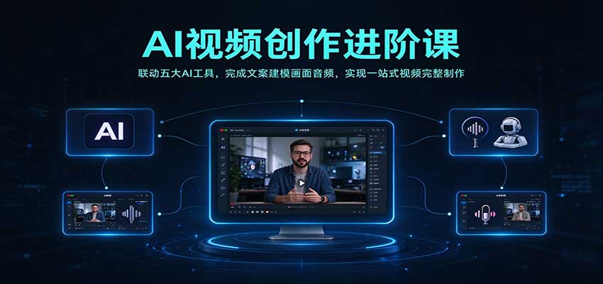 AI视频创作进阶课:联动五大AI工具,完成文案建模画面音频,实现一站式视频完整制作-离锋创库