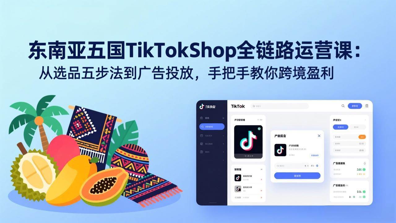 （17511期）东南亚五国TikTok Shop全链路运营课：从选品五步法到广告投放，手把手教你跨境盈利-离锋创库
