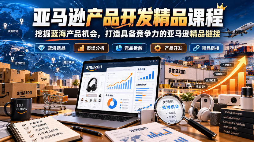 亚马逊产品开发精品课程，挖掘蓝海产品机会，打造具备竞争力的亚马逊精品链接-离锋创库