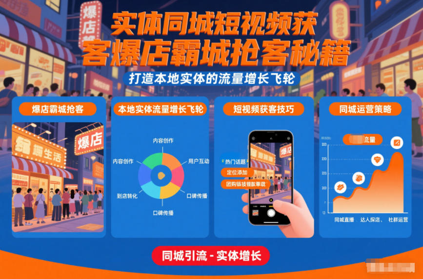 实体同城短视频获客爆店霸城抢客秘籍，打造本地实体的流量增长飞轮-离锋创库