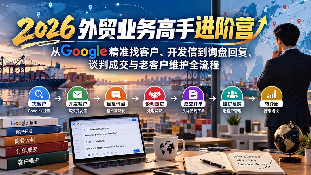 （20690期）2026外贸业务高手进阶营：从Google精准找客户、开发信到询盘回复、谈判成交与老客户维护全流程-离锋创库