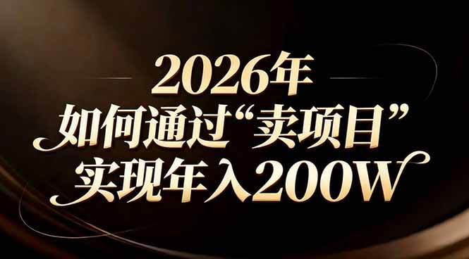 （17309期）站在2026年的十字路口：一个普通人如何通过卖项目实现年入200万-离锋创库