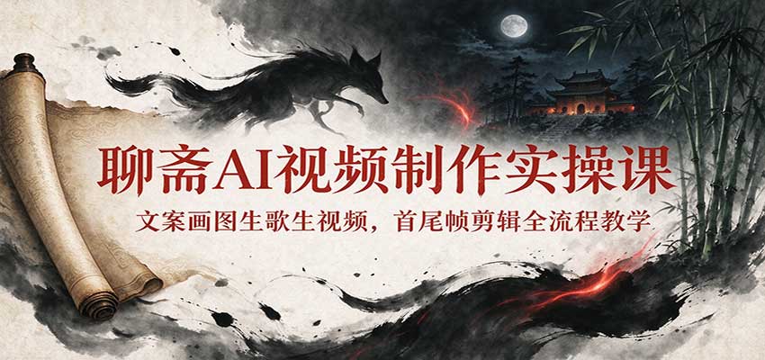 聊斋AI视频制作实操课：文案画图生歌生视频，首尾帧剪辑全流程教学-离锋创库