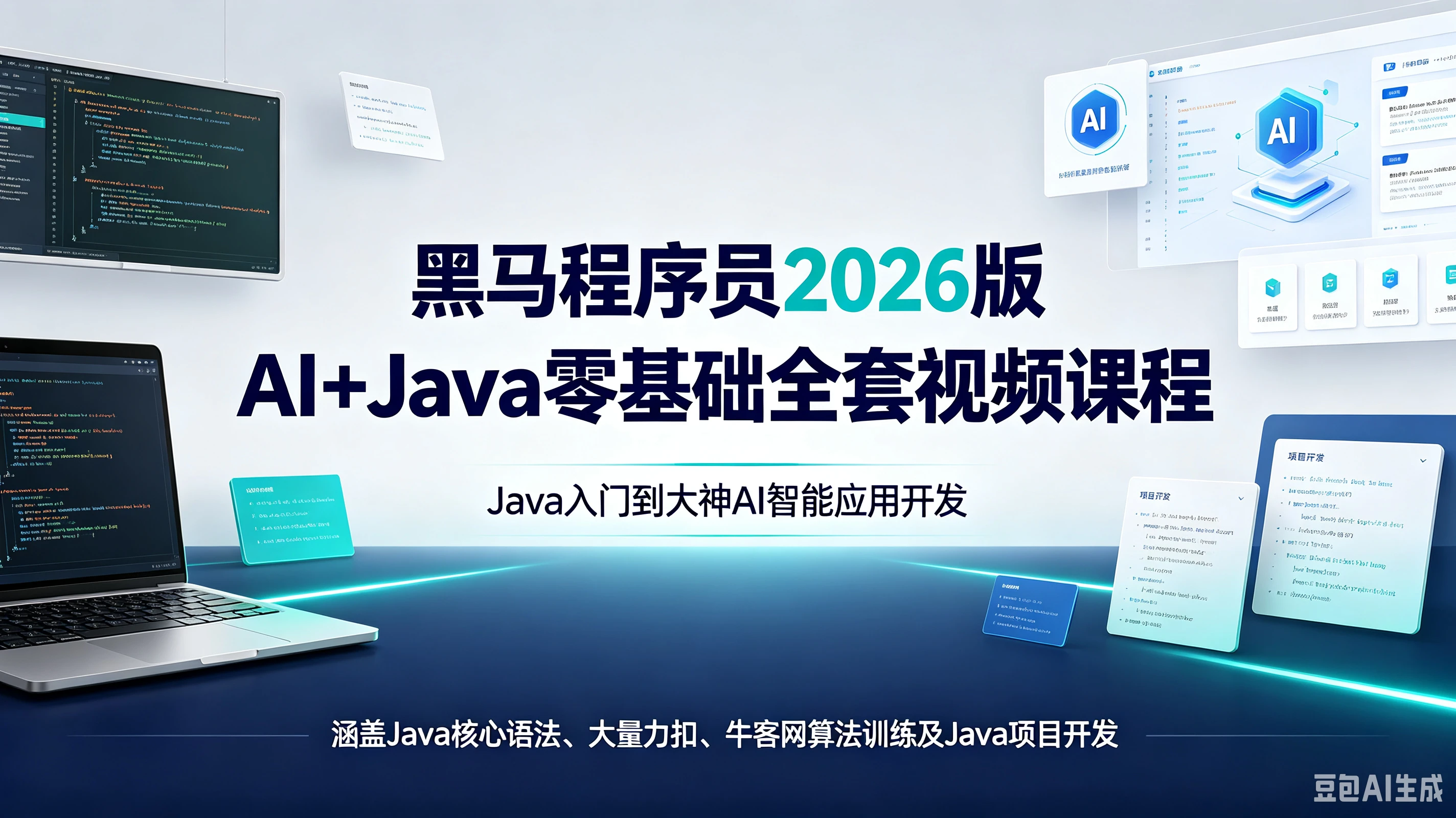 【精】黑马程序员2026版AI+Java零基础全套视频课程,Java入门到大神AI智能应用开发,涵盖Java核心语法、大量力扣、牛客网算法训练及Java项目开发-离锋创库