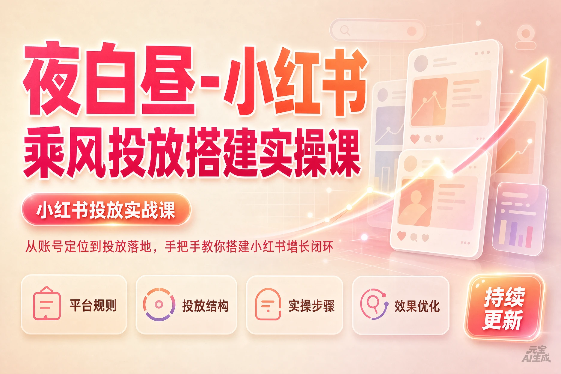 【精】夜白昼-小红书乘风投放实操课，开户返点标准投搭建莱卡定向，新店建模撬动笔记自然流量-离锋创库