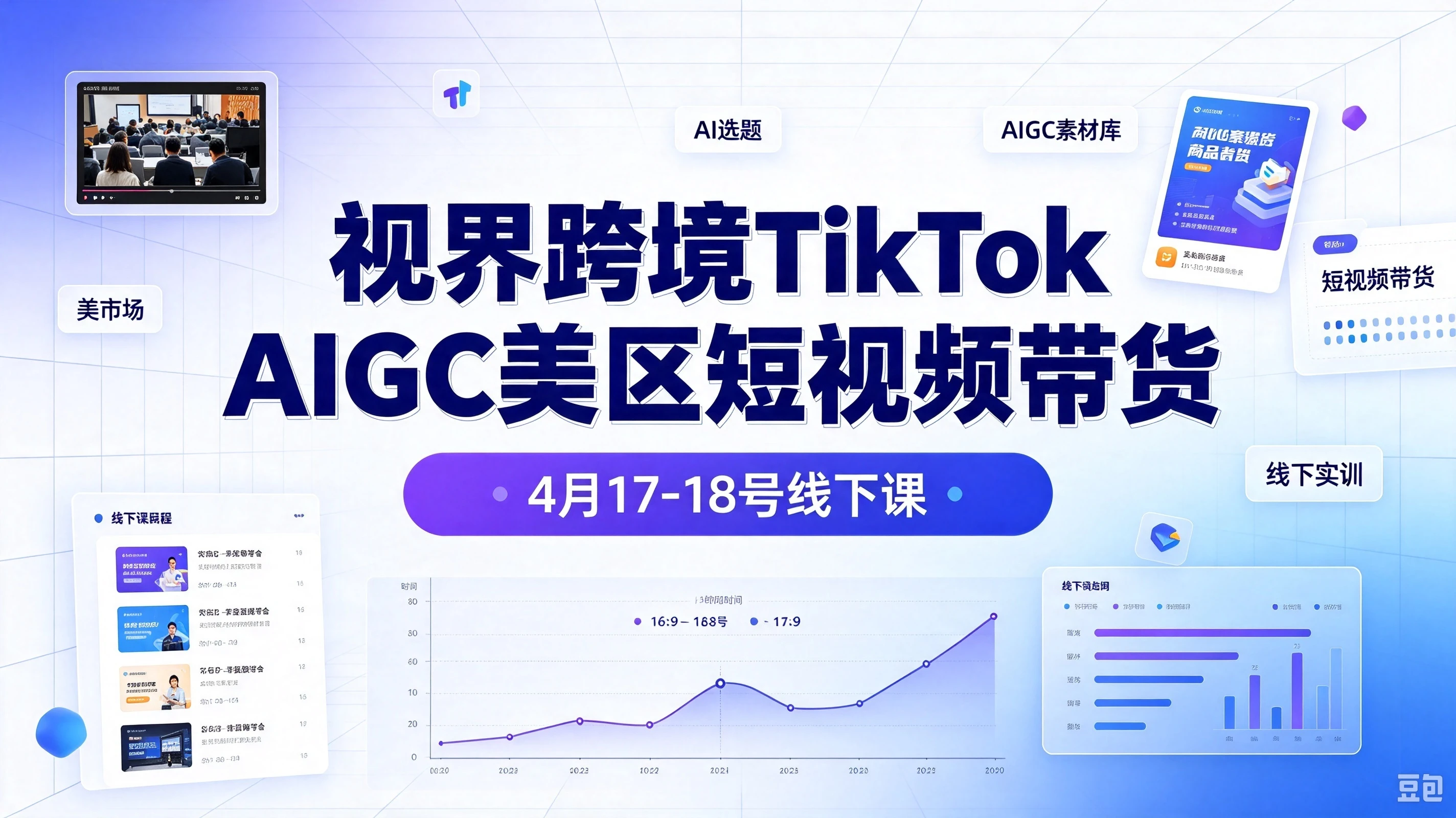 【精】视界跨境TikTok Aigc美区短视频带货4月17-18号线下课-离锋创库