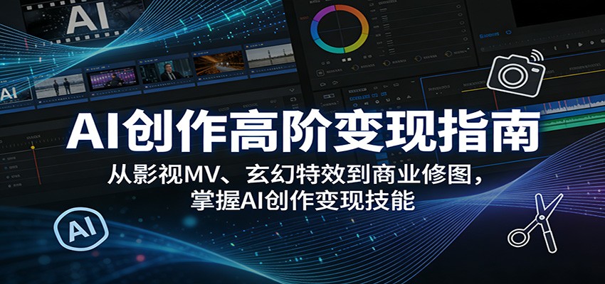 AI创作高阶变现指南：从影视MV、玄幻特效到商业修图，掌握AI创作变现技能-离锋创库