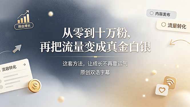 （19198期）从零到十万粉，再把流量变成真金白银——这套方法，让成长不再靠运气【原创双语字幕】-离锋创库