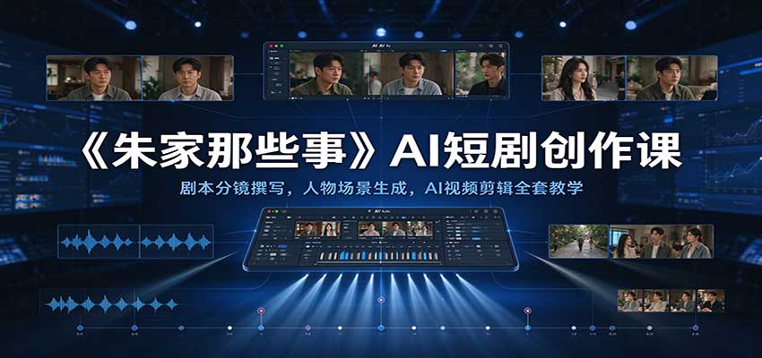 《朱家那些事》AI短剧创作课:剧本分镜撰写,人物场景生成,AI视频剪辑全套教学-离锋创库