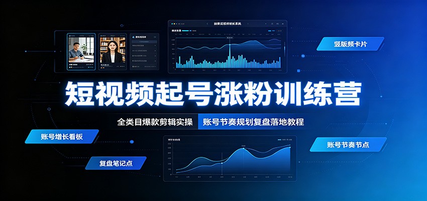 短视频起号涨粉训练营：全类目爆款剪辑实操，账号节奏规划复盘落地教程-离锋创库