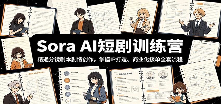 Sora AI短剧训练营：精通分镜剧本剧情创作，掌握IP打造、商业化接单全套流程-离锋创库