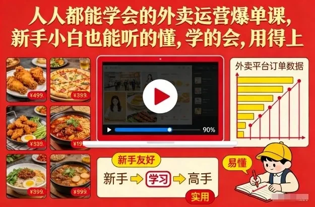 【精】人人都能学会的外卖运营爆单课，新手小白也能听的懂，学的会，用得上-离锋创库