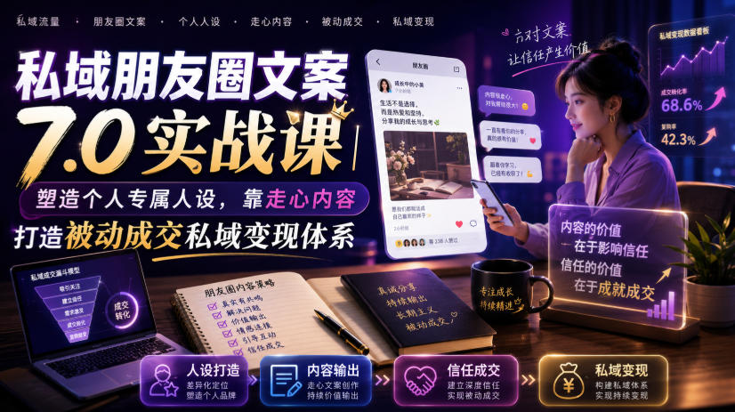 私域朋友圈文案7.0实战课｜塑造个人专属人设，靠走心内容打造被动成交私域变现体系-离锋创库