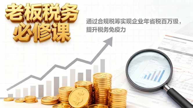 (16426期)老板税务必修课,通过合规税筹实现企业年省税百万级,提升税务免疫力-离锋创库