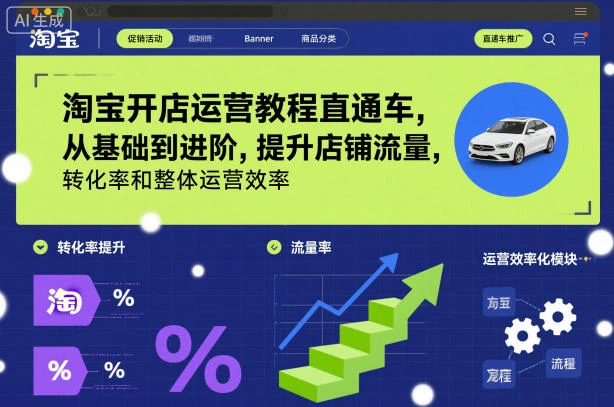 【精】淘宝开店运营教程直通车，从基础到进阶，提升店铺流量，转化率和整体运营效率(更新26年1月)-离锋创库
