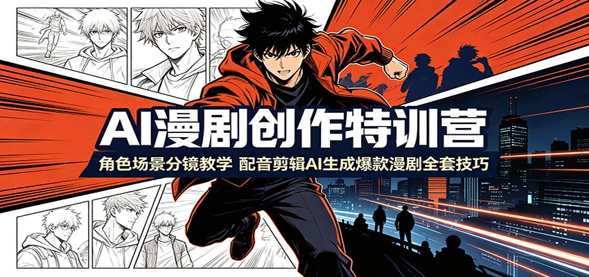 AI漫剧创作特训营:角色场景分镜教学,配音剪辑AI生成爆款漫剧全套技巧-离锋创库
