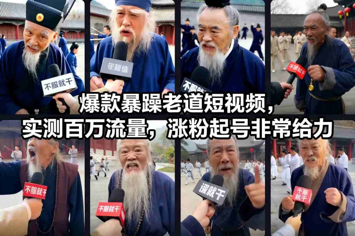 爆款暴躁老道短视频，实测百万流量，涨粉起号非常给力-离锋创库