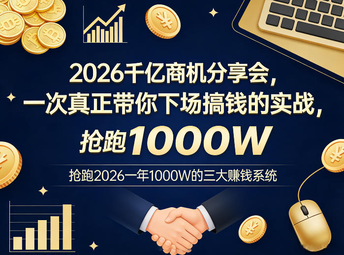 2026千亿商机分享会，一次真正带你下场搞钱的实战，抢跑2026一年1000W的三大賺钱系统-离锋创库