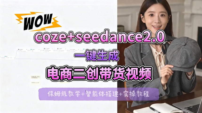 【Coze工作流搭建实操教程】seedance2.0+coze一键生成电商二创带货视频，全流程保姆级教学-离锋创库