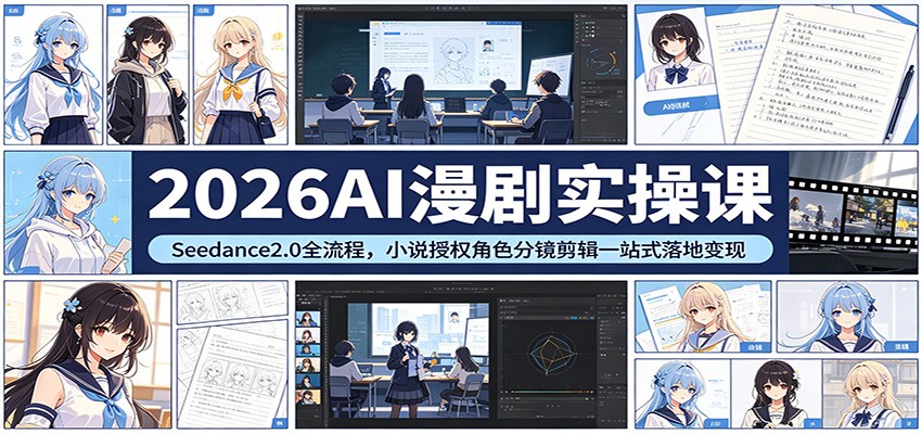 2026AI漫剧实操课：Seedance2.0全流程，小说授权角色分镜剪辑一站式落地变现-离锋创库