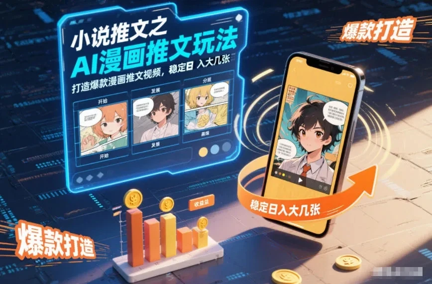 【精】小说推文之AI漫画推文玩法，打造爆款漫画推文视频，稳定日入大几张-离锋创库