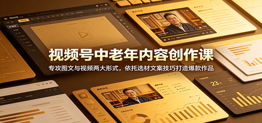 视频号中老年内容创作课:专攻图文与视频两大形式,依托选材文案技巧打造爆款作品-离锋创库