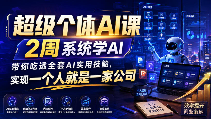 超级个体AI课，2周系统学AI，带你吃透全套AI实用技能，实现一个人就是一家公司-离锋创库