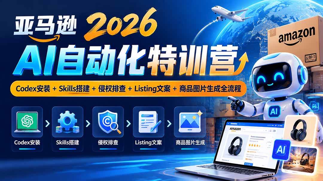 (20746期)亚马逊2026AI自动化-10月特训营:Codex安装+Skills搭建+侵权排查+Listing文案+商品图片生成全流程-离锋创库