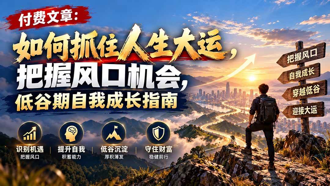 (20942期)付费文章:如何抓住人生大运,把握风口机会,低谷期自我成长指南-离锋创库