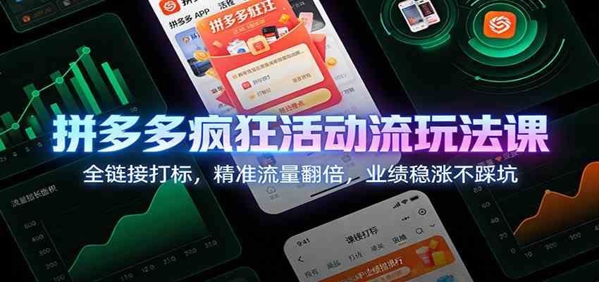 拼多多疯狂活动流玩法课：全链接打标，精准流量翻倍，业绩稳涨不踩坑-离锋创库