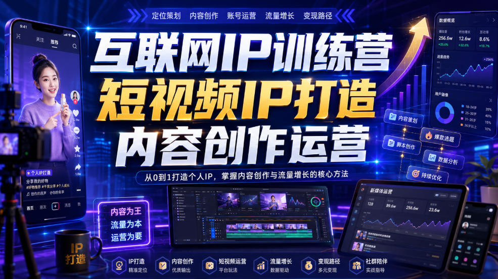 互联网IP训练营，短视频IP打造，内容创作运营-离锋创库