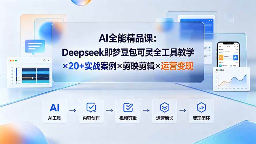 （19278期）AI全能精品课：Deepseek即梦豆包可灵全工具教学×20+实战案例×剪映剪辑×运营变现-离锋创库