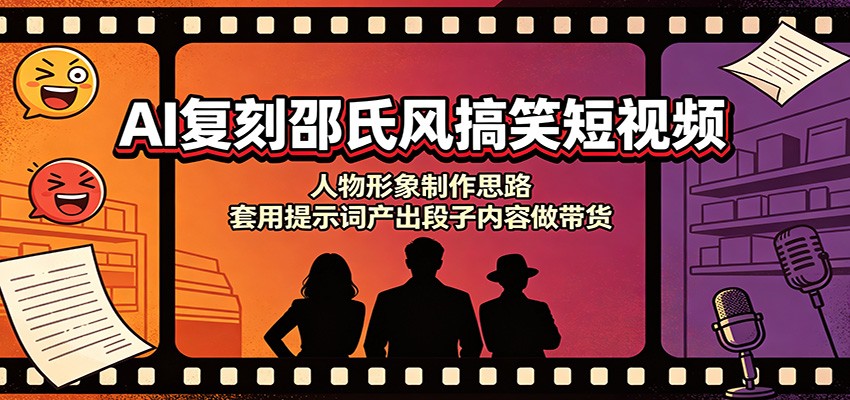AI复刻邵氏风搞笑短视频：人物形象制作思路，套用提示词产出段子内容做带货-离锋创库