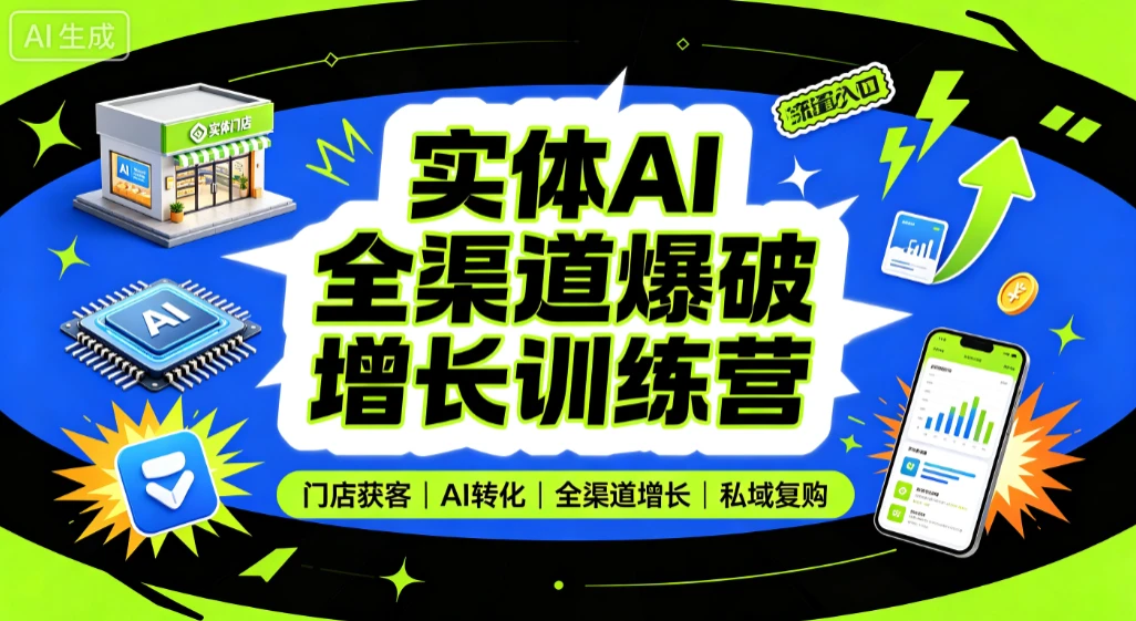【精】实体AI全渠道爆破增长训练营,门店获客、AI转化、全渠道增长、私域复购-离锋创库