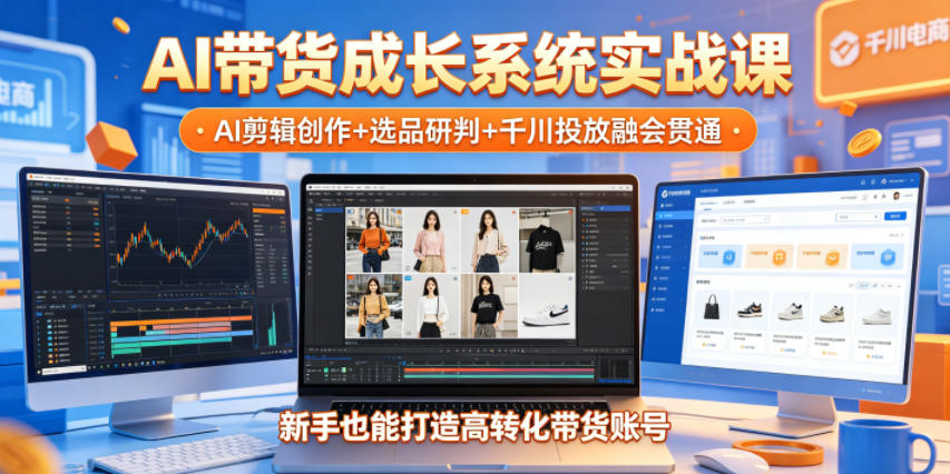 AI带货成长系统实战课,AI剪辑创作+选品研判+千川投放融会贯通,新手也能打造高转化带货账号(更新2026年)-离锋创库