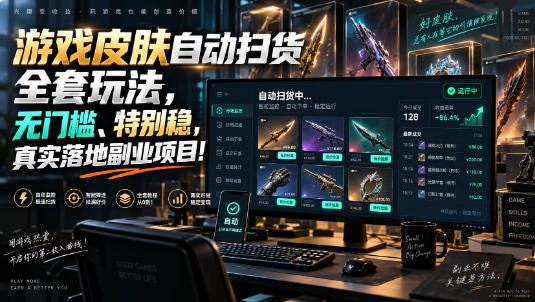 游戏皮肤自动扫货全套玩法，无门槛、特别稳，真实落地副业项目！【揭秘】-离锋创库