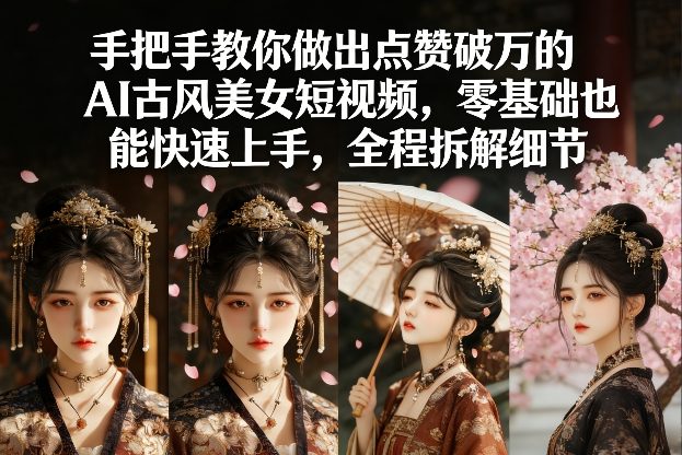 手把手教你做出点赞破万的AI古风美女短视频，零基础也能快速上手，全程拆解细节-离锋创库