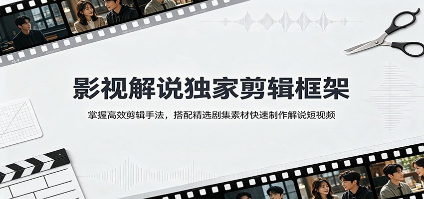 影视解说独家剪辑框架：掌握高效剪辑手法，搭配精选剧集素材快速制作解说短视频-离锋创库