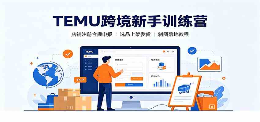 TEMU跨境新手训练营:店铺注册合规申报,选品上架发货制图落地教程-离锋创库