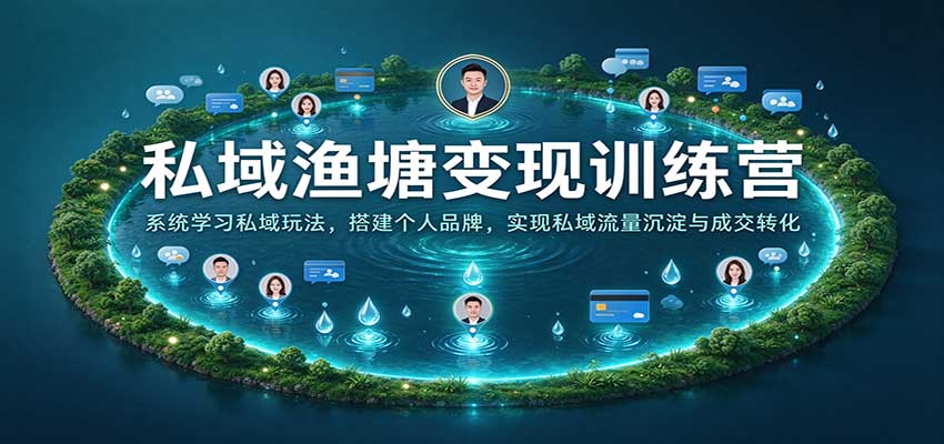 私域渔塘变现训练营:系统学习私域玩法,搭建个人品牌,实现私域流量沉淀与成交转化-离锋创库