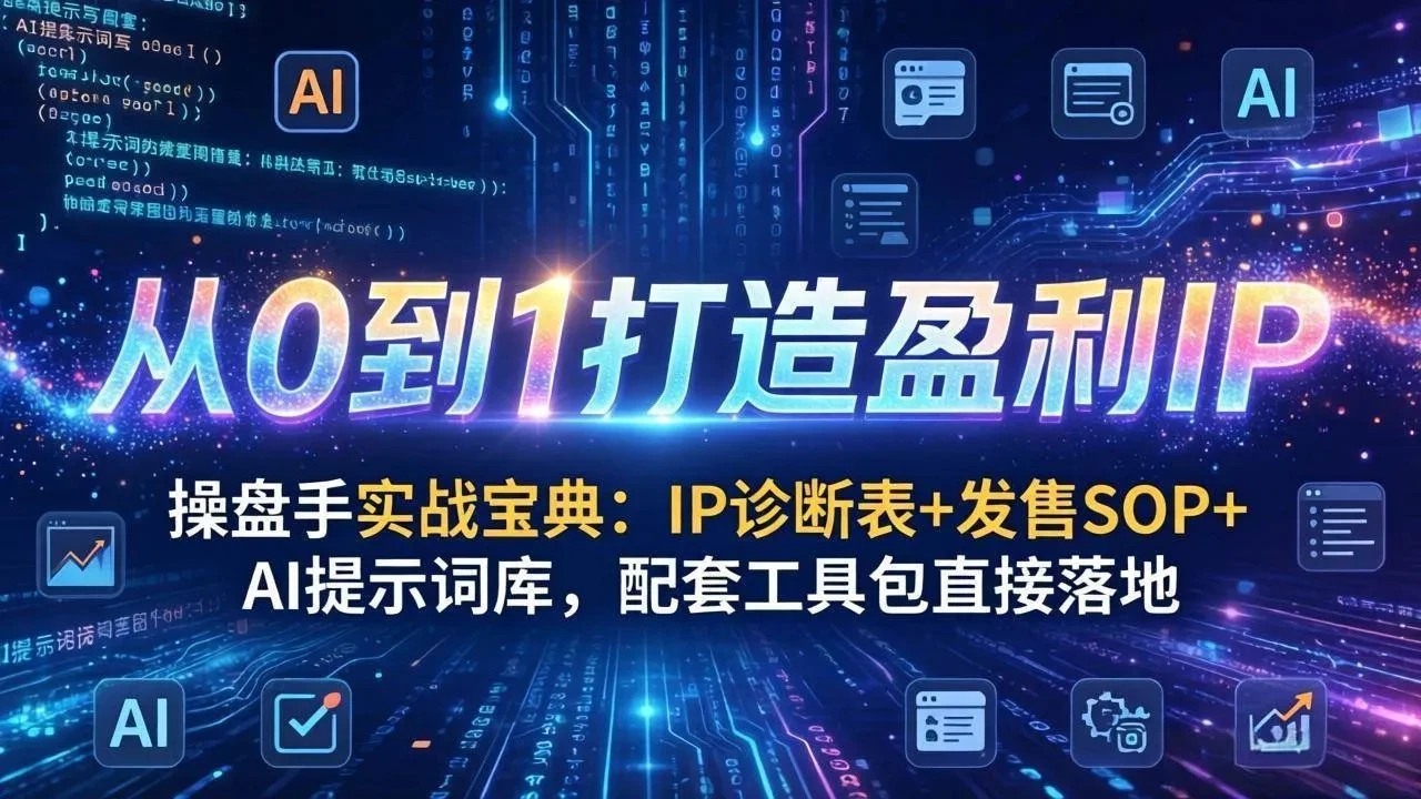 【精】操盘手实战宝典:IP诊断表+发售SOP+AI提示词库,配套工具包直接落地,从0到1打造盈利IP-离锋创库