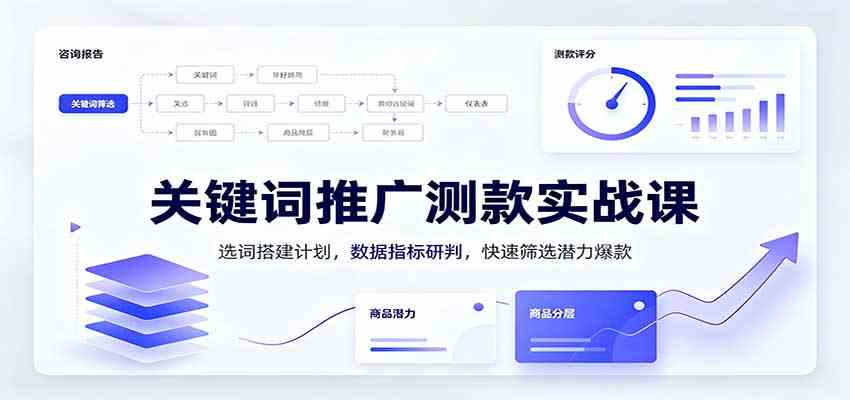 关键词推广测款实战课:选词搭建计划,数据指标研判,快速筛选潜力爆款-离锋创库