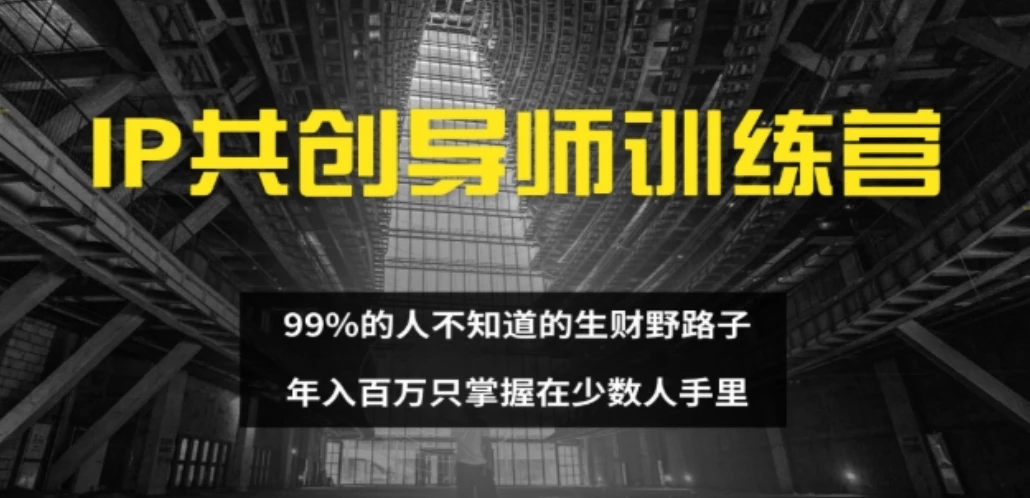 IP共创导师训练营 99%的人不知道的生财野路子 只掌握在少数人手里-离锋创库