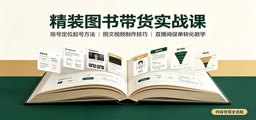 精装图书带货实战课：账号定位起号方法，图文视频制作，促单转化教学-离锋创库